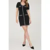 August Sky Stripe Short Sleeve Minidress In Black