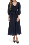 August Sky Three-quarter Sleeve Maxi Dress In Blue