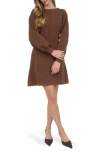 August Sky Tie Back Long Sleeve Minidress In Brown