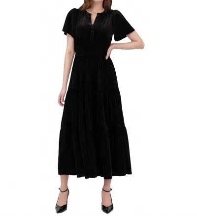 August Sky Tiered Empire Waist Midi Dress In Black