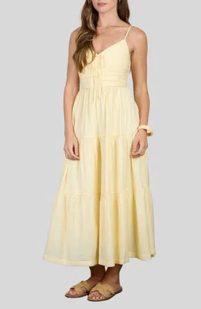 August Sky Tiered Maxi Sundress In Yellow