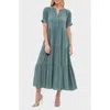 August Sky Tiered Midi Dress