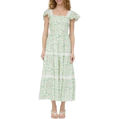 August Sky Tiered Midi Dress In Multi