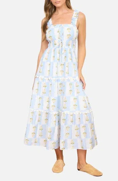August Sky Tiered Midi Dress In White