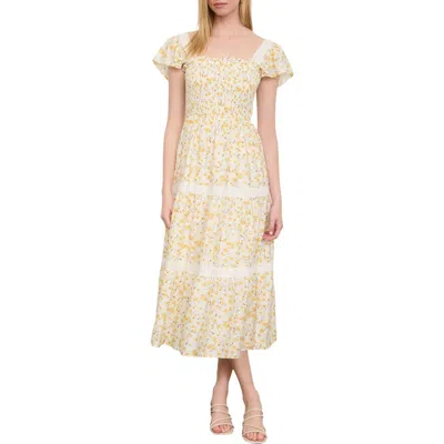August Sky Tiered Midi Dress In Neutral