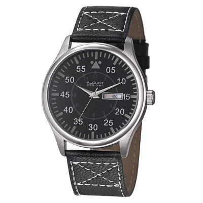 August Steiner Black Dial Black Leather Men's Watch As8074bk