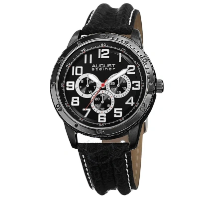 August Steiner Black Dial Black Leather Men's Watch As8116bk