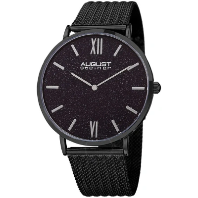August Steiner Black Sandstone Dial Black Leather Men's Watch As8218bk