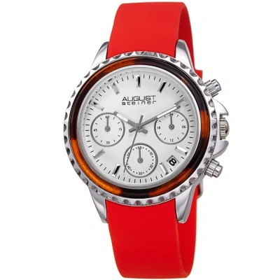 August Steiner Chronograph Quartz White Dial Ladies Watch As8268rd In Red