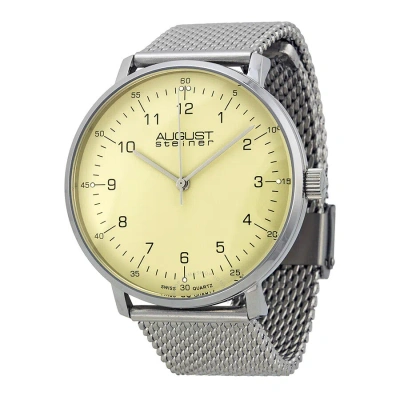 August Steiner Cream Dial Stainless Steel Mesh Men's Watch As8091ss In Green