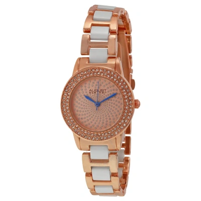 August Steiner Crystal Glitz Rose Gold-tone And White Ceramic Ladies Watch As8052rg