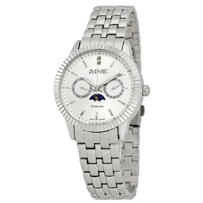 August Steiner Diamond Multi-function Men's Watch As8050ss In Silver