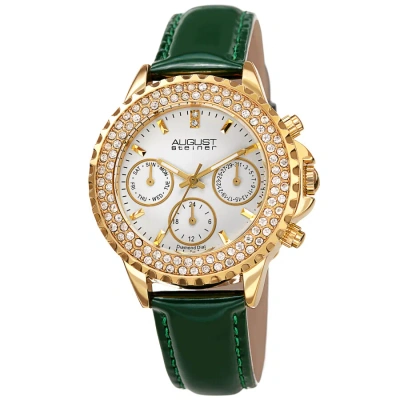 August Steiner Diamond White Dial Ladies Watch As8267gn In Green