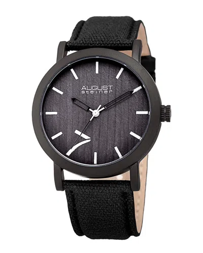 August Steiner Men's Canvas Over Leather Watch In Black