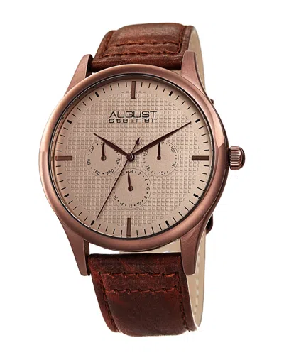 AUGUST STEINER AUGUST STEINER MEN'S GENUINE LEATHER STRAP WATCH