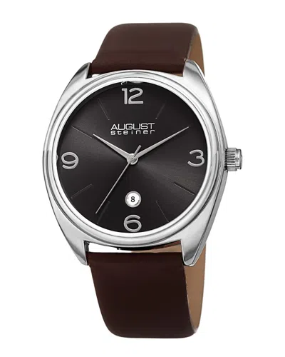 August Steiner Men's Genuine Leather Watch In Brown