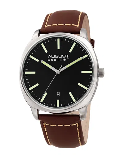August Steiner Men's Leather Watch In Brown