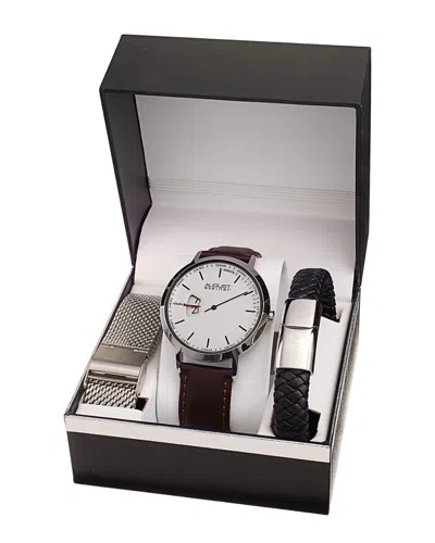 August Steiner Men's Leather Watch In Black