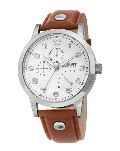 August Steiner Men's Leather Watch In Brown