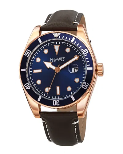 August Steiner Men's Leather Watch In Black
