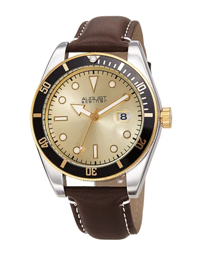 August Steiner Men's Leather Watch In Gray