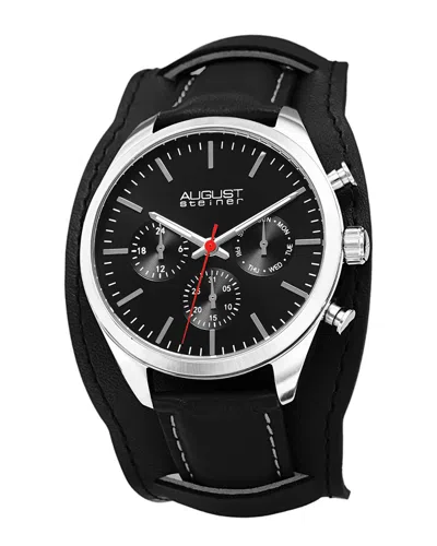 August Steiner Men's Leather Watch In Black