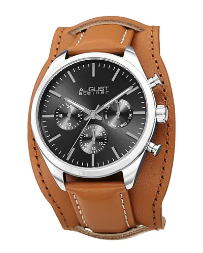 August Steiner Men's Leather Watch In Brown