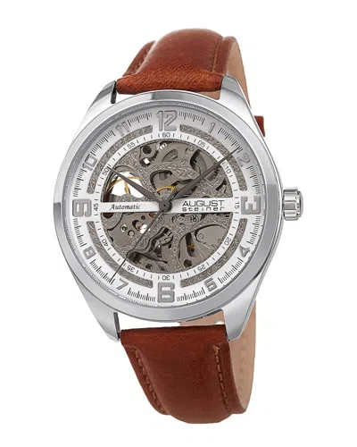 August Steiner Men's Leather Watch In Brown