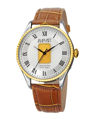 August Steiner Men's Leather Watch In Gold