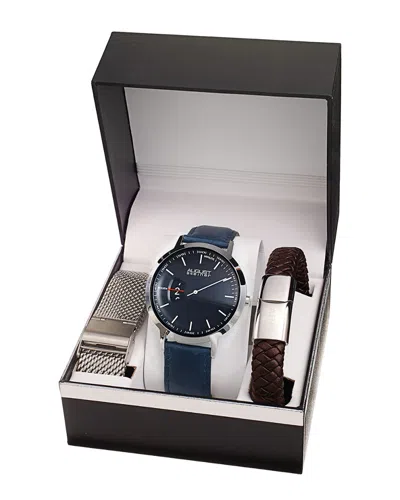 August Steiner Men's Leather Watch In Blue