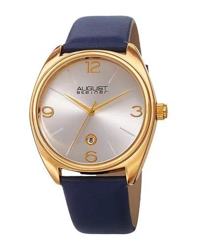 August Steiner Men's Leather Watch In Blue