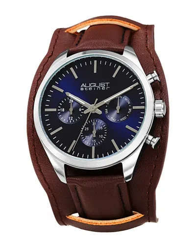 August Steiner Men's Leather Watch In Brown