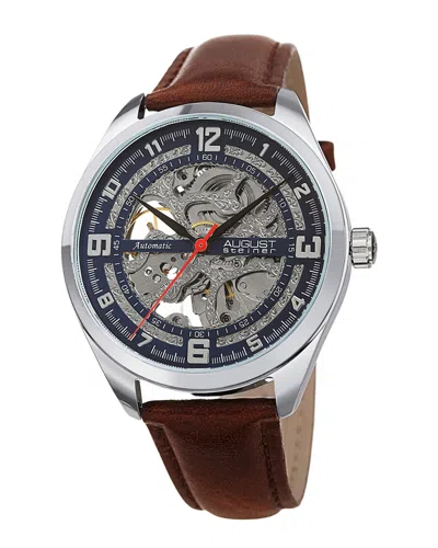August Steiner Men's Leather Watch In Brown