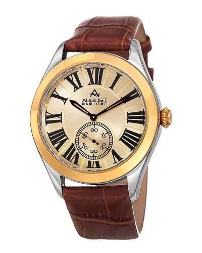 August Steiner Men's Leather Watch In Brown