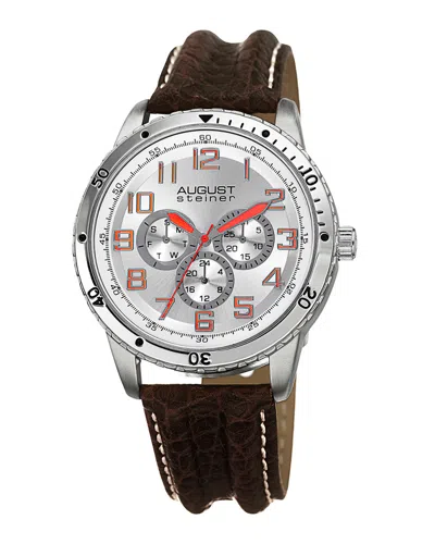 August Steiner Men's Leather Watch In Gray