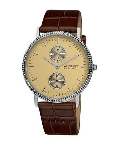 August Steiner Men's Leather Watch In Brown