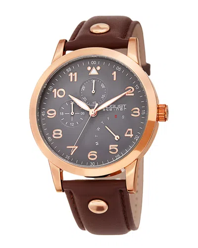 August Steiner Men's Leather With Studs Watch In Brown