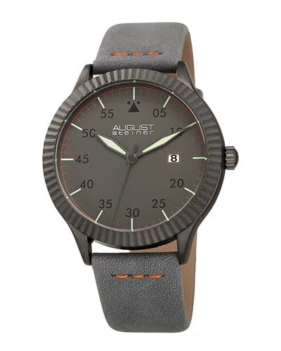 August Steiner Men's Microfiber Over Leather Watch In Brown