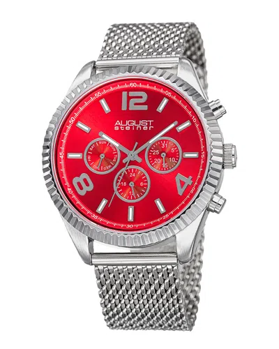 August Steiner Men's Stainless Steel Watch In Red