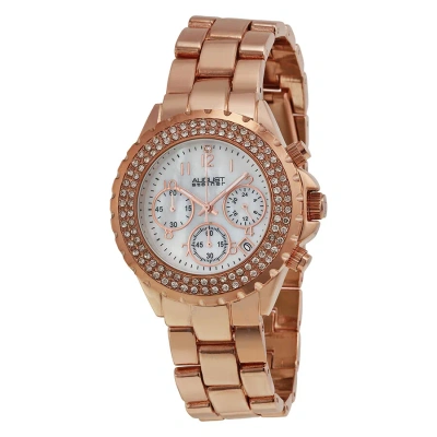 August Steiner Mother Of Pearl Dial Rose Gold-tone Ladies Watch As8031rg In Gold / Mother Of Pearl / Rose / White