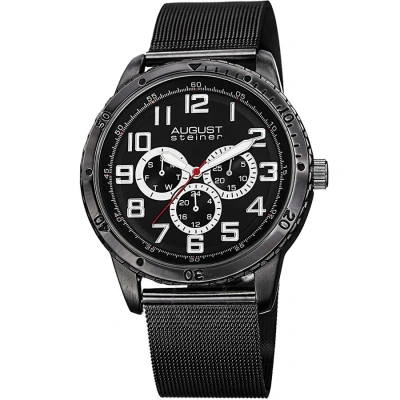 August Steiner Multi-function Black Dial Black Ion-plated Men's Watch As8115bk