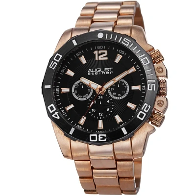August Steiner Multi-function Black Dial Men's Watch As8113rg In Gold