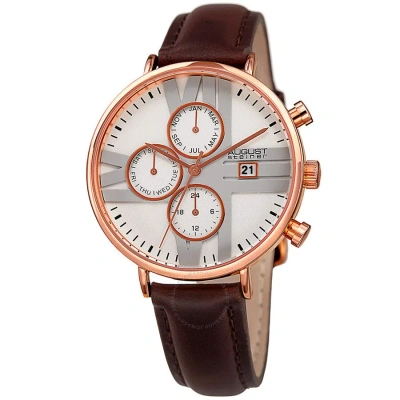 August Steiner Multifunction Silver Dial Ladies Watch As8220brrg In Brown / Gold Tone / Rose / Rose Gold Tone / Silver