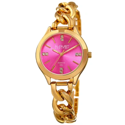 August Steiner Pink Dial Ladies Gold Tone Watch As8222ygpk In Gold / Gold Tone / Pink