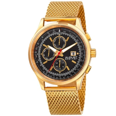 August Steiner Quartz Black Dial Men's Watch As8194ygb In Gold