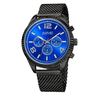 August Steiner Quartz Blue Dial Men's Watch As8196bkbu In Black