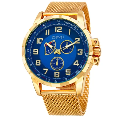 August Steiner Quartz Blue Dial Men's Watch As8202ygbu In Gold