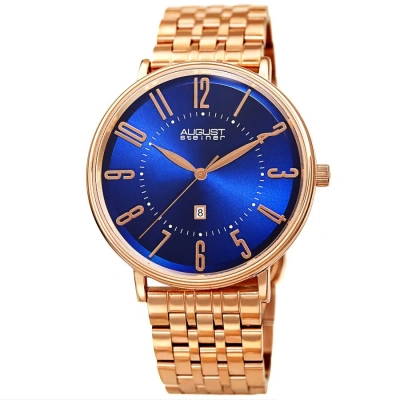 August Steiner Quartz Blue Dial Men's Watch As8257rgbu In Gold