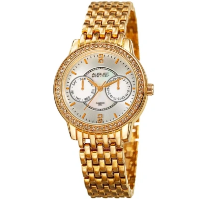 August Steiner Quartz Diamond Crystal Silver Dial Ladies Watch As8228yg In Gold