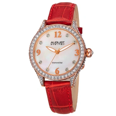 August Steiner Quartz Diamond White Dial Ladies Watch As8188rd In Red